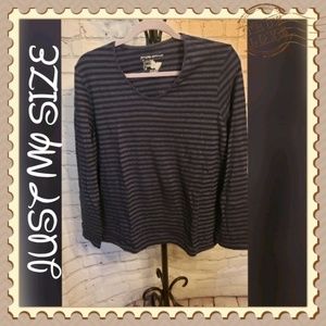 JMS ( Just My Size) Blue Striped Round Neck T-shir